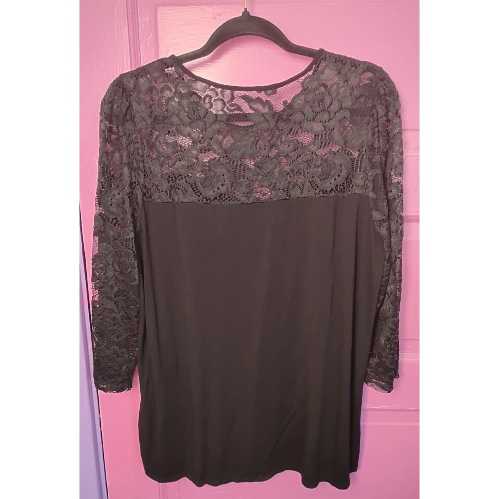 Y2K Black Dark Fairy Goth Grunge Black Lace Chic Soul Top 1X XL